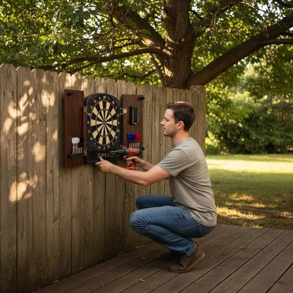 Dartboard and cabinet set Home Dart Board Center, 34.3 cm dartboard, stowable dart cabinet with electronic scoring - Image 3