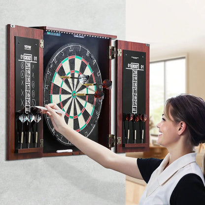 Dartboard And Cabinet Set, Ready-To-Play Bundle Official Size Dartboard Cabinet, Steel Tip Dart Hideaway Cabinet, F - Image 1