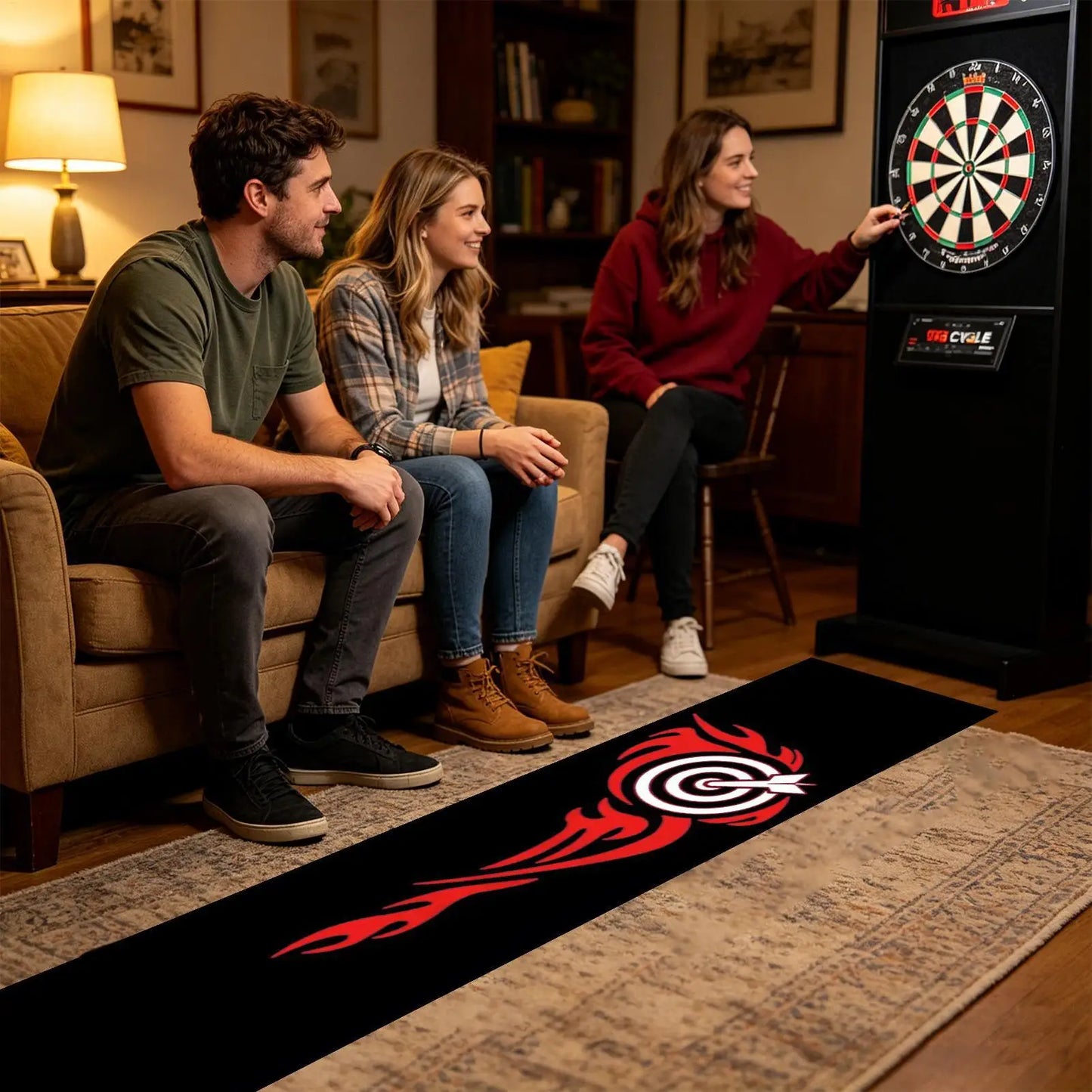 Dart Rug Non-Slip with Throw Line Portable Protective Dart Mat for Game Room Recreation Center Sports Club Office B - Image 5