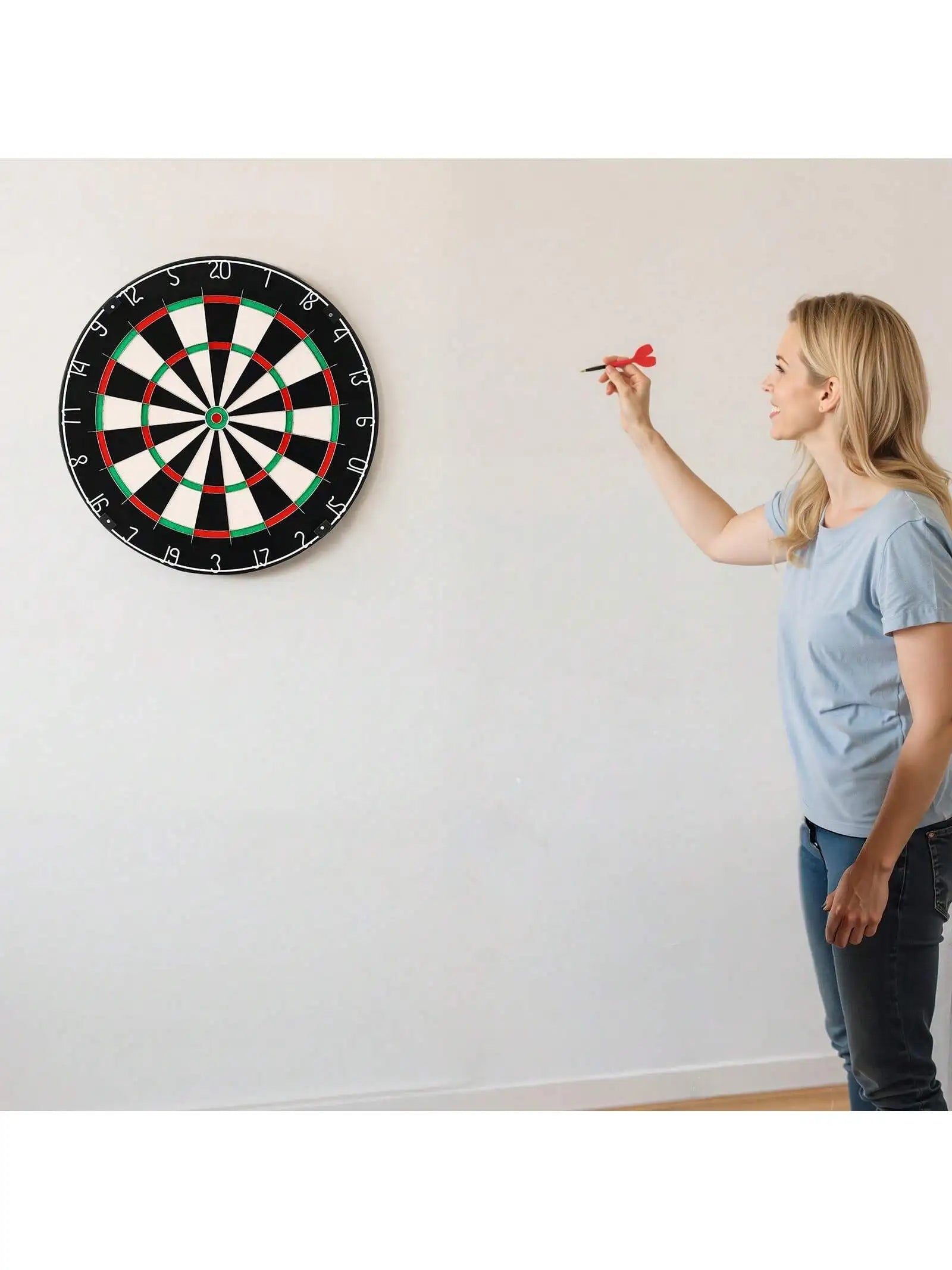 Dart Board, High-Grade Self-Healing Sisal Fiber Dartboard With Staple-Free Bullseye, Blade Wire & Rotating Number R - Image 7