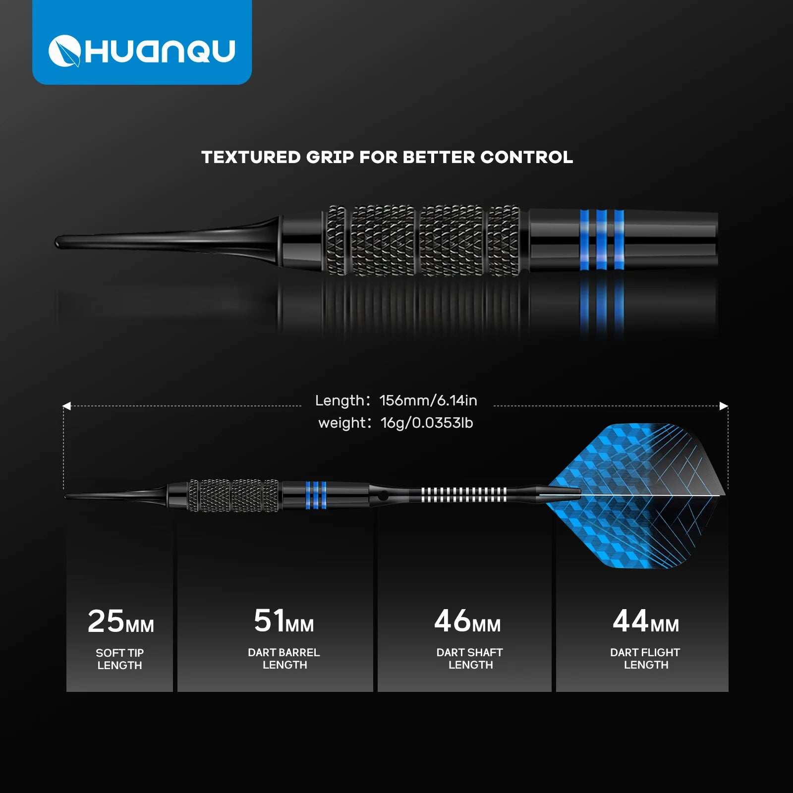 Huanqu Professional 16g Iron Dart Set, Safe Soft-Tipped Darts, Comes with Blue and Green Dart Wings, Includes Extra - Image 3