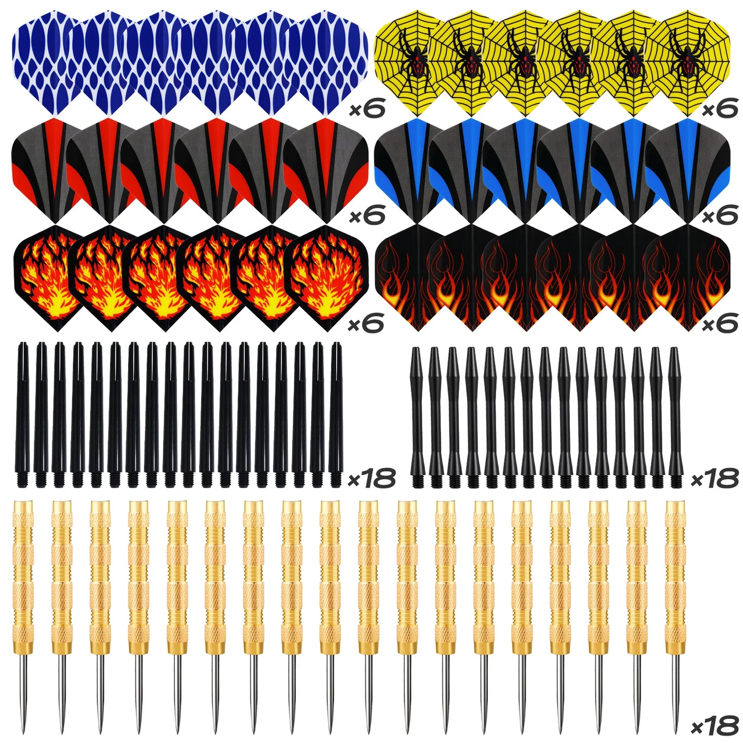 Huanqu 18-Piece Iron Dart Set, Complete Set with 36 Dart Wings and 36 Dart Shafts, Large Quantity of Products, Suit - Image 6