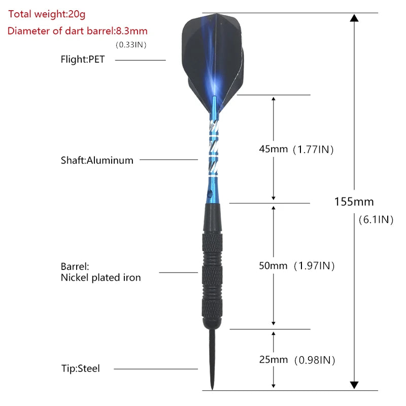 High-quality Dart 3Pcs Steel Tip Darts Professional Indoor Sports Entertainment Game Blue Dart Shafts and Flight - Image 2