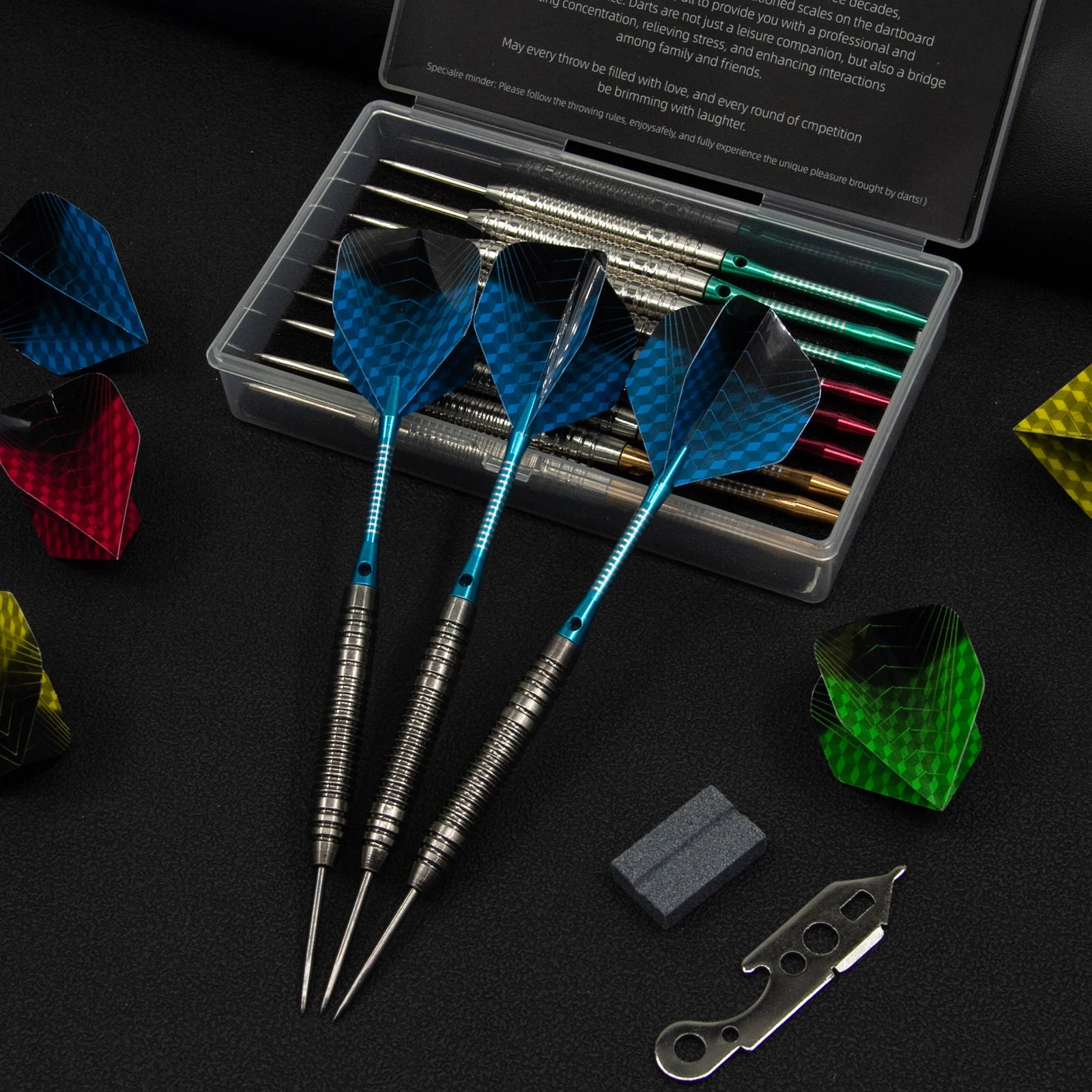Huanqu 20g Needle Dart Set, 12-Piece Beginner Iron Darts, Multiple Color Combinations, Includes Various Accessories - Image 1