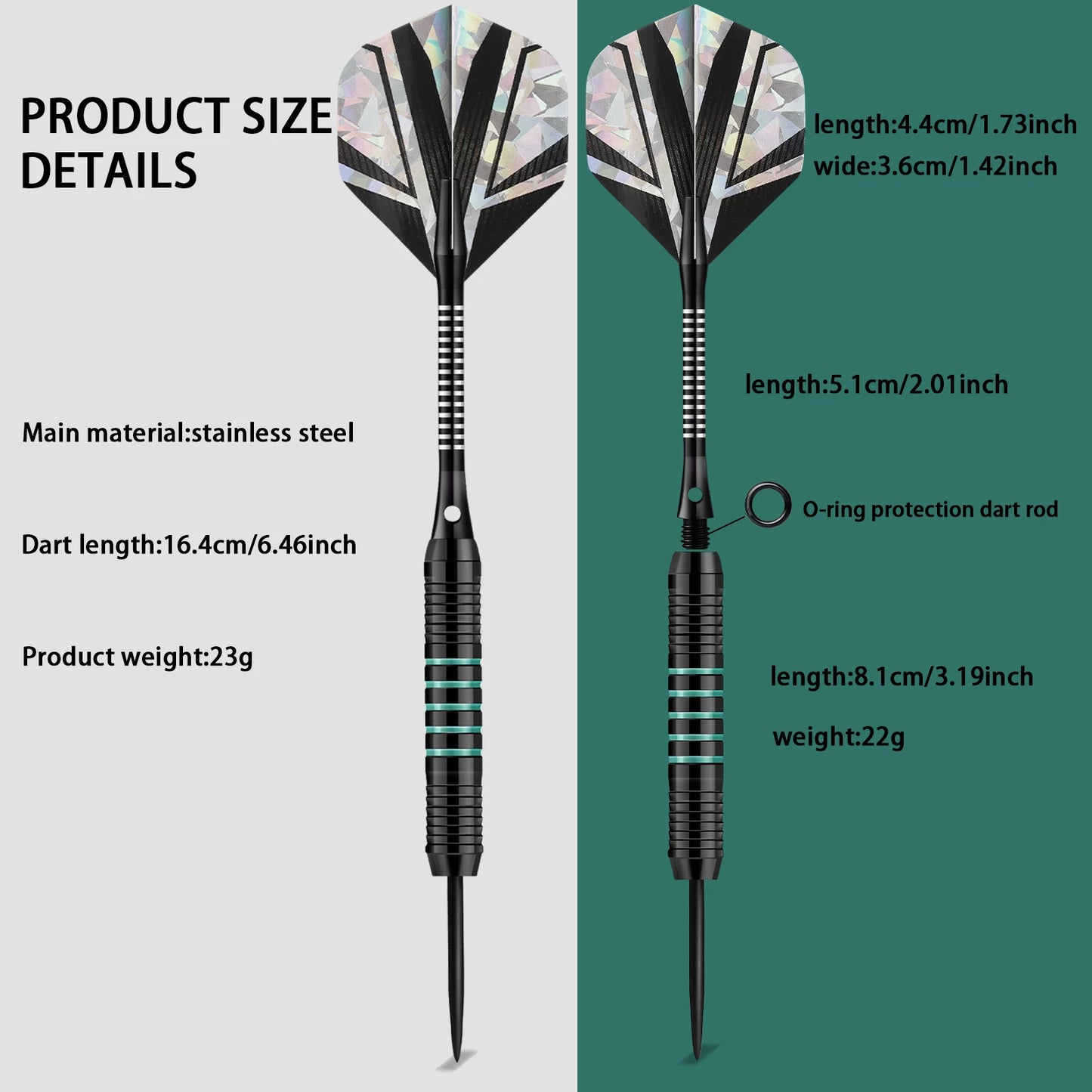 Huanqu 23g Professional Three-Piece Dart Set Includes Extra Dart Shafts, Dart Flights, and Sharpening Stone. Comple - Image 3