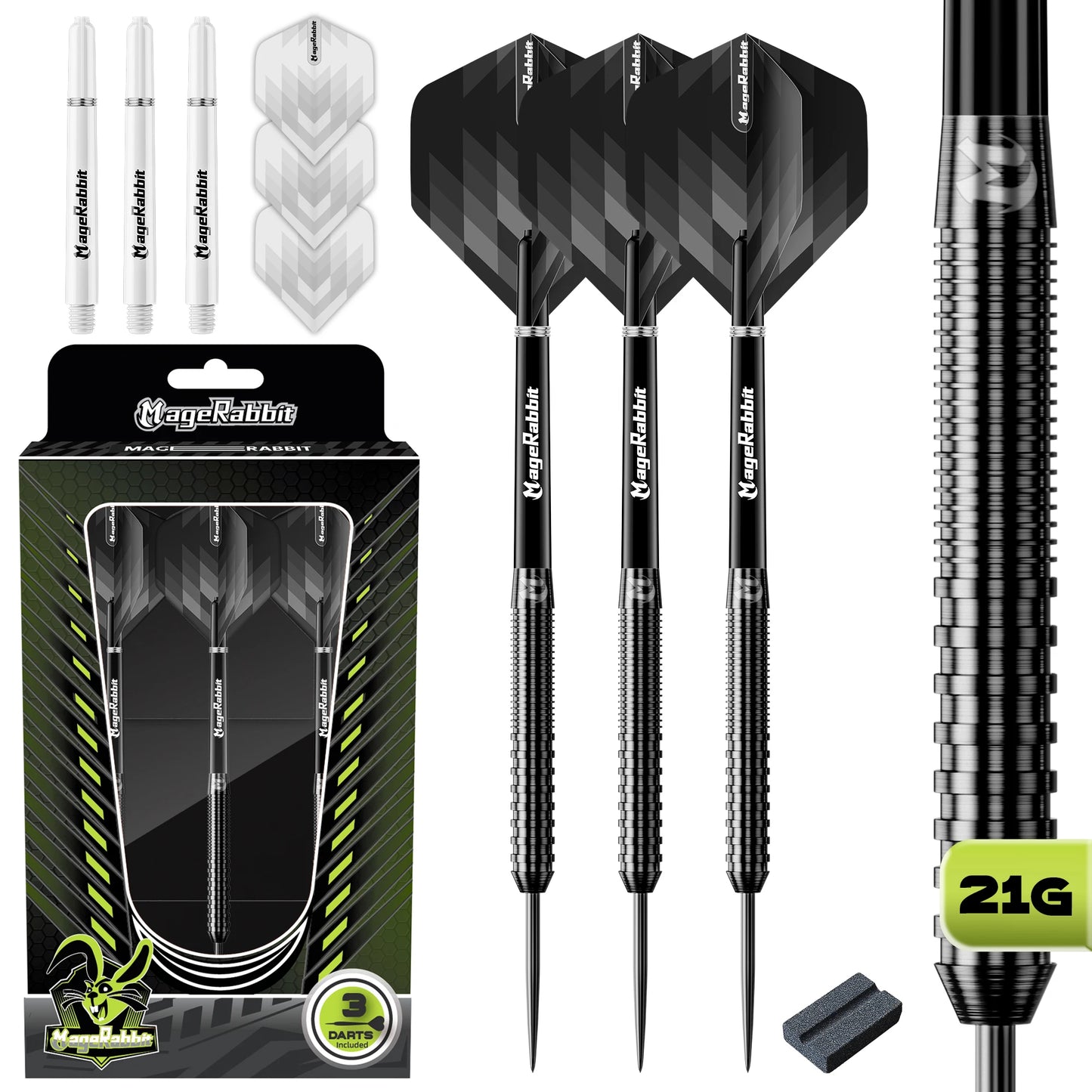 MageRabbit Pegasus Professional 90％ Tungsten Steeltip Darts Set Available in  23 Gram with Flights, Stems ( Shafts - Image 7