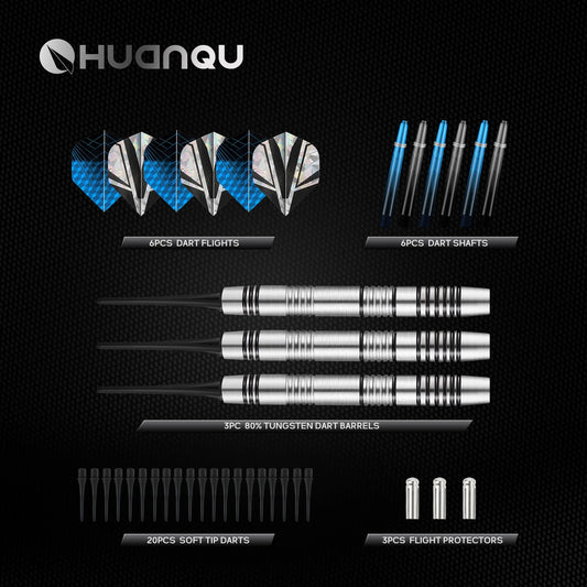 Huanqu 18g 80% Tungsten Soft Tip Dart Set – Professional Competition Darts - Image 2
