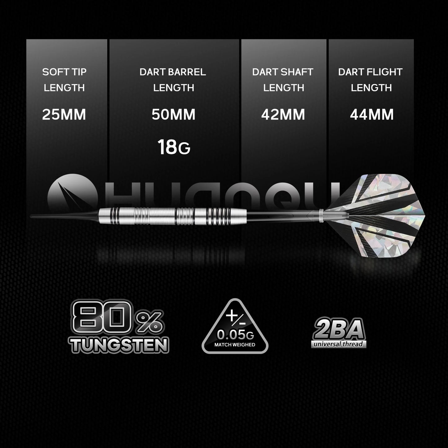 Huanqu 18g 80% Tungsten Soft Tip Dart Set – Professional Competition Darts - Image 3