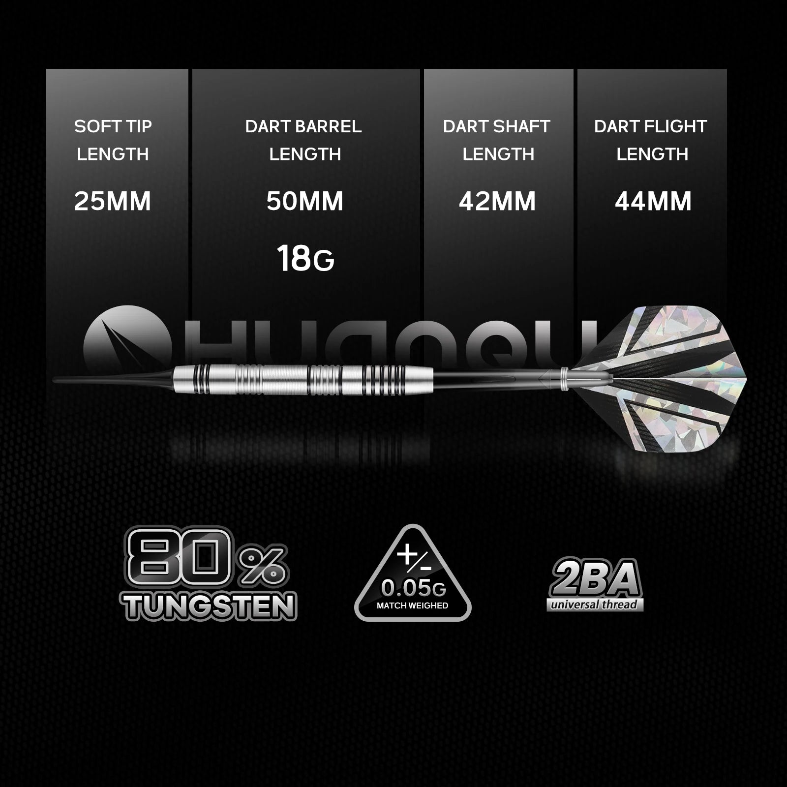 Huanqu 18g 80% Tungsten Soft Tip Dart Set – Professional Competition Darts - Image 3