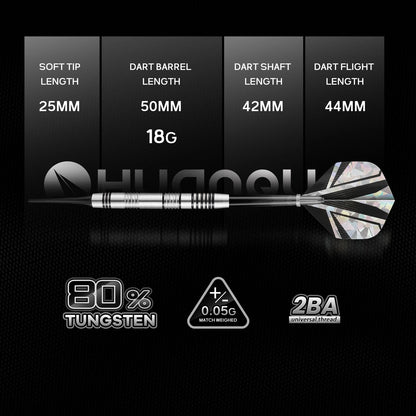 Huanqu 18g 80% Tungsten Soft Tip Dart Set – Professional Competition Darts - Image 3