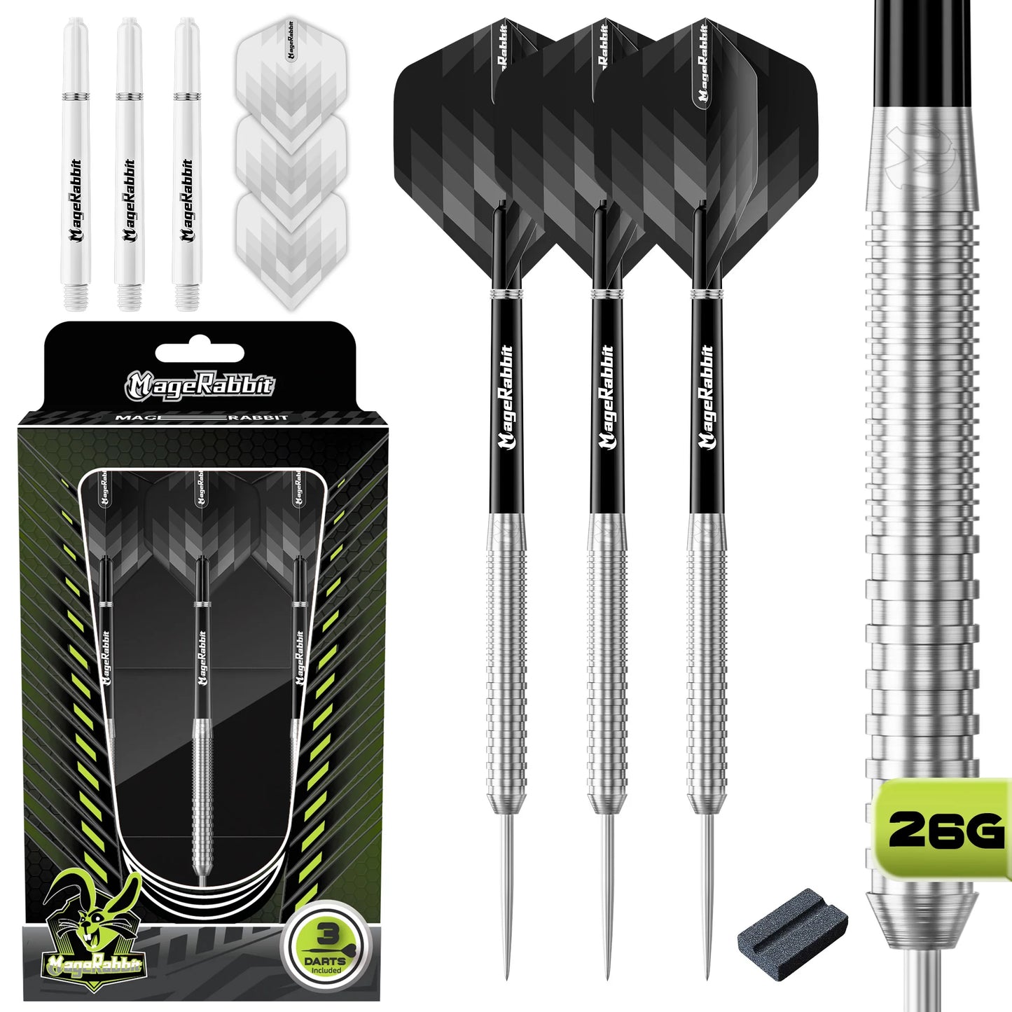 MageRabbit Pegasus Professional 90％ Tungsten Steeltip Darts Set Available in  23 Gram with Flights, Stems ( Shafts - Image 10