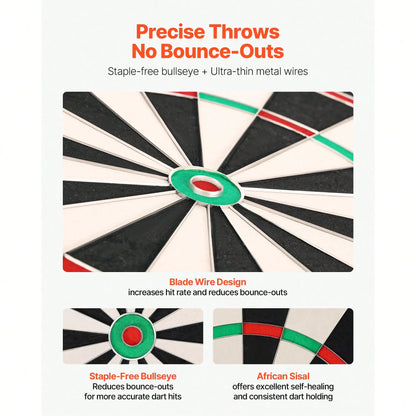 Dart Board, High-Grade Self-Healing Sisal Fiber Dartboard With Staple-Free Bullseye, Blade Wire & Rotating Number R - Image 3