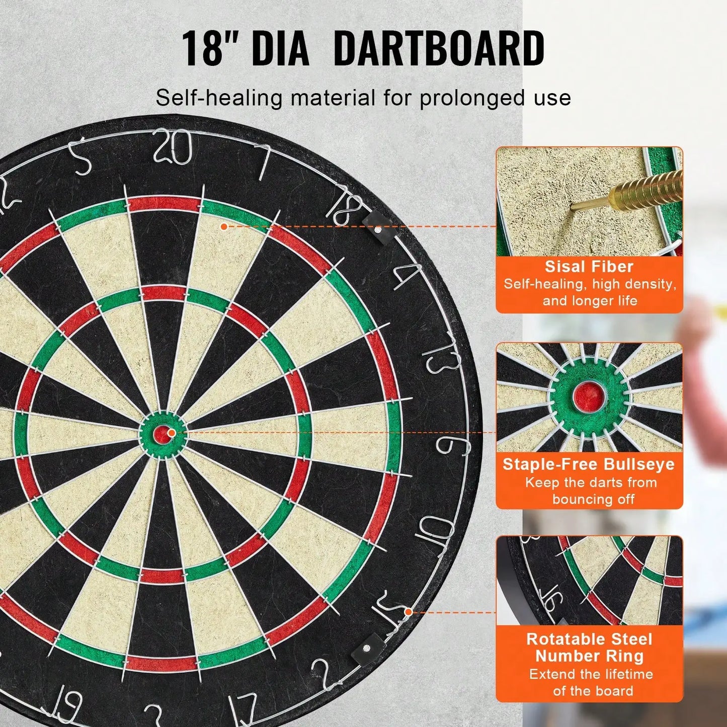 Dartboard And Cabinet Set, Ready-To-Play Bundle Official Size Dartboard Cabinet, Steel Tip Dart Hideaway Cabinet, F - Image 3