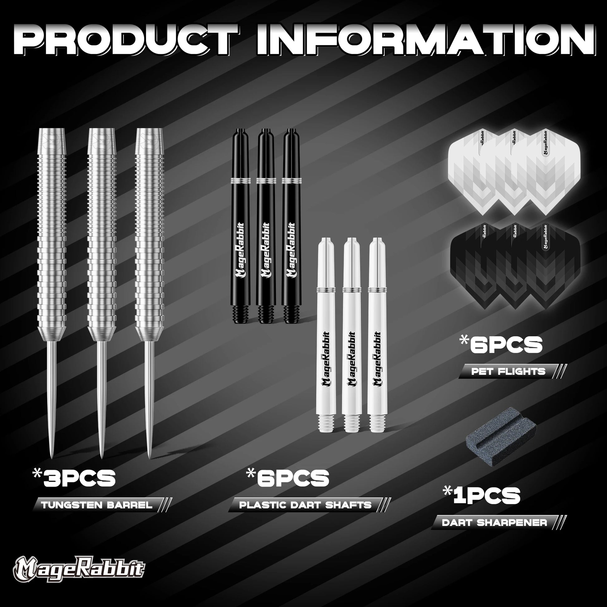 MageRabbit Pegasus Professional 90％ Tungsten Steeltip Darts Set Available in  23 Gram with Flights, Stems ( Shafts - Image 2