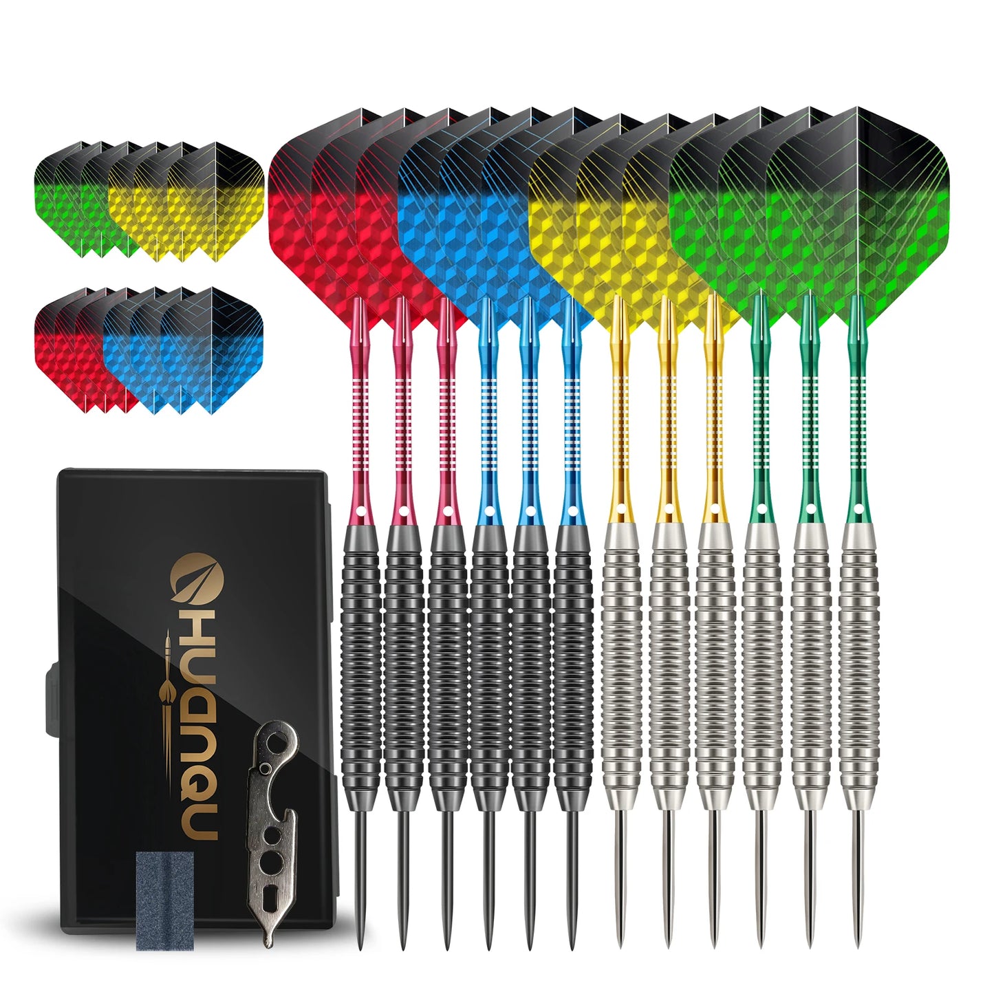 Huanqu 20g Needle Dart Set, 12-Piece Beginner Iron Darts, Multiple Color Combinations, Includes Various Accessories - Image 7